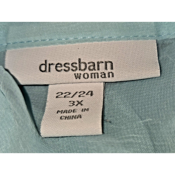 Dressbarn Pastel Blue Sheer Blouse Top Sz 3X 22/24 Short Sleeves Button Up - Picture 9 of 16